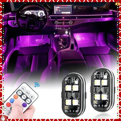 2/4 Stück Kabellose LED-Stroboskoplichter Auto-Dekoration Atmosphärenlicht, 8 Farben Wiederaufladbare LED-Lichter Kollisionsschutz LED-Warnlicht