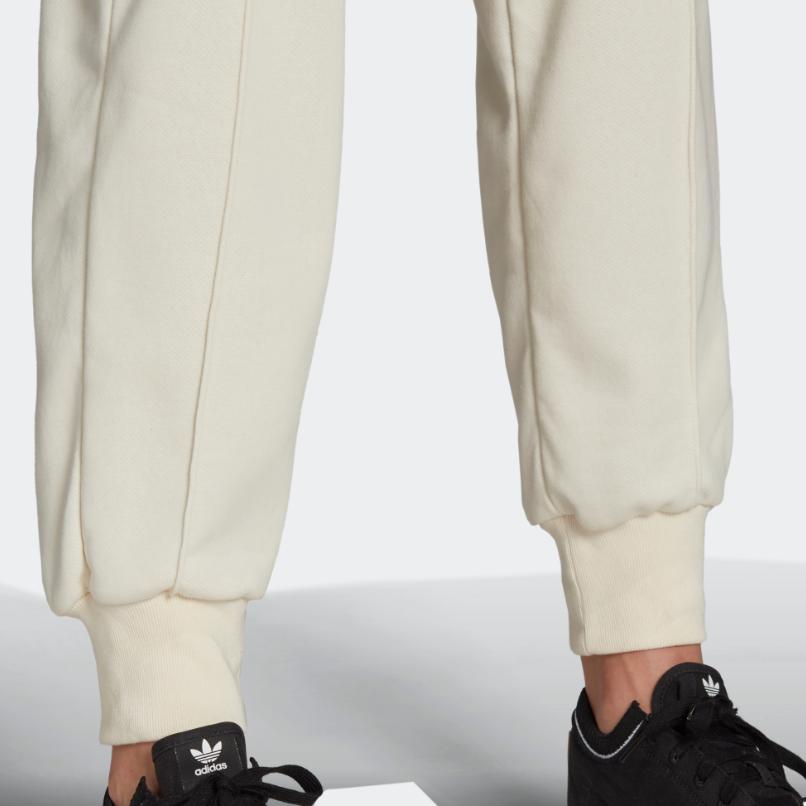 Adidas Logo Print Drawstring Elastic Waist Cuffed Sports Pants Women Bottoms White HA0957