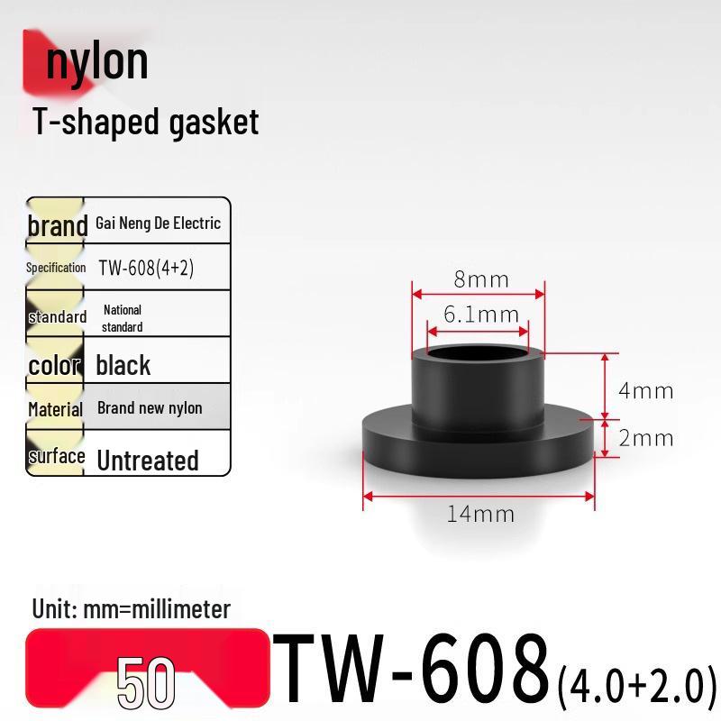 T-shaped Nylon Gasket Ring Screw Shaft Sleeve, Round Concave-Convex Insulation Pad, M2-M35