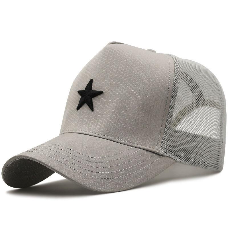 

Summer new baseball cap grid breathable polyester quick-drying fabric red five-star high top big brim men s sun hat XL (above 60cm)
