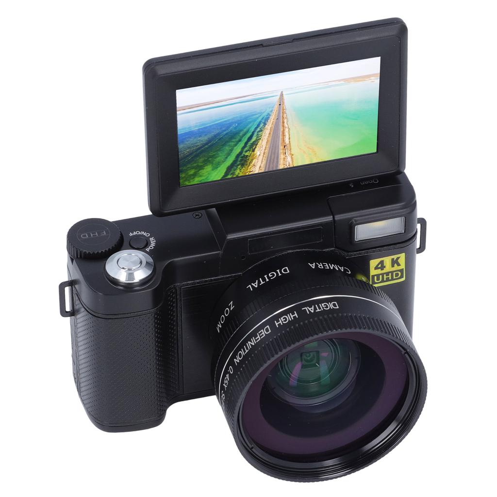 4K Digital Camera Face Detection Autofocus Anti Shake 48MP Vlogging Camera with 32G Card 3in 180 Degree Flip Screen