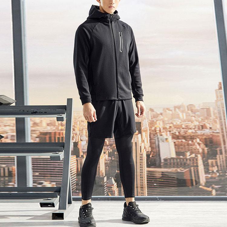 Anta Training Series Solid Color Casual Hooded Long Sleeve Jacket Men Jacket Black 152147711-5