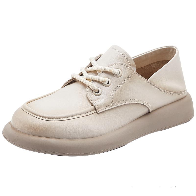 Leather Women's Spring 2026 New British Style Platform Small Leather Shoes Flat Bottom Round Head Two Wear Grandma Women's Shoes