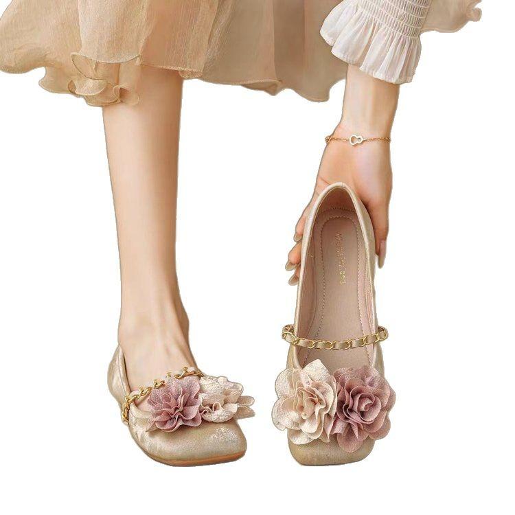 French retro Mary Jane single shoes women's shallow mouth 2025 new spring flat-bottomed new Chinese late evening breeze gentle shoes