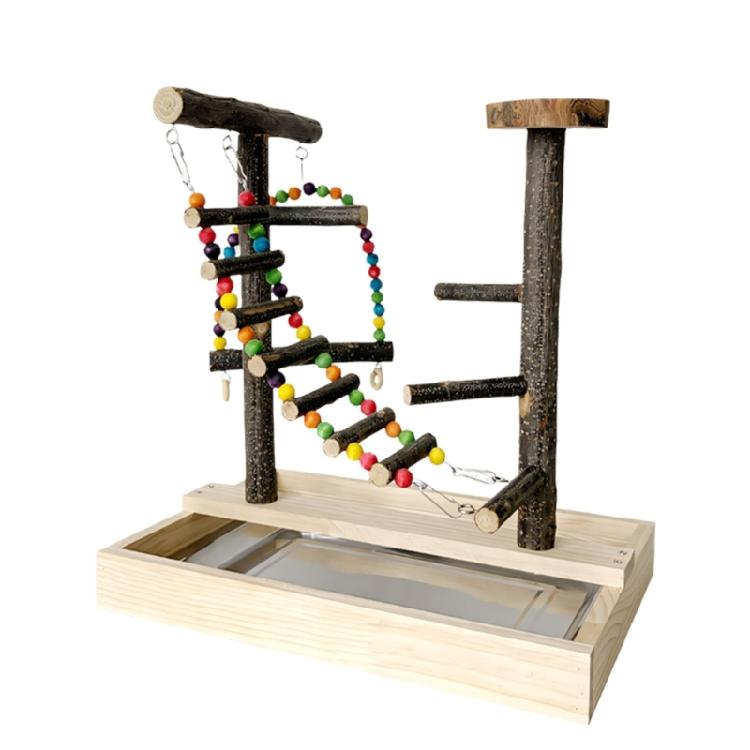 

Bird Parrots Toy Colorful Hanging Cage Climbing Ladder with Natural Wood Parrots Suspension Bridge Swing Toy Supply 1
