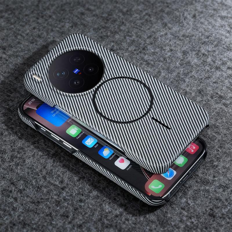 Applicable To VIVO X111S Kevlar Mobile Phone Case S11 Carbon Fiber Pattern Magnetic Suction Bracket iQOO11Ultra Protective Case