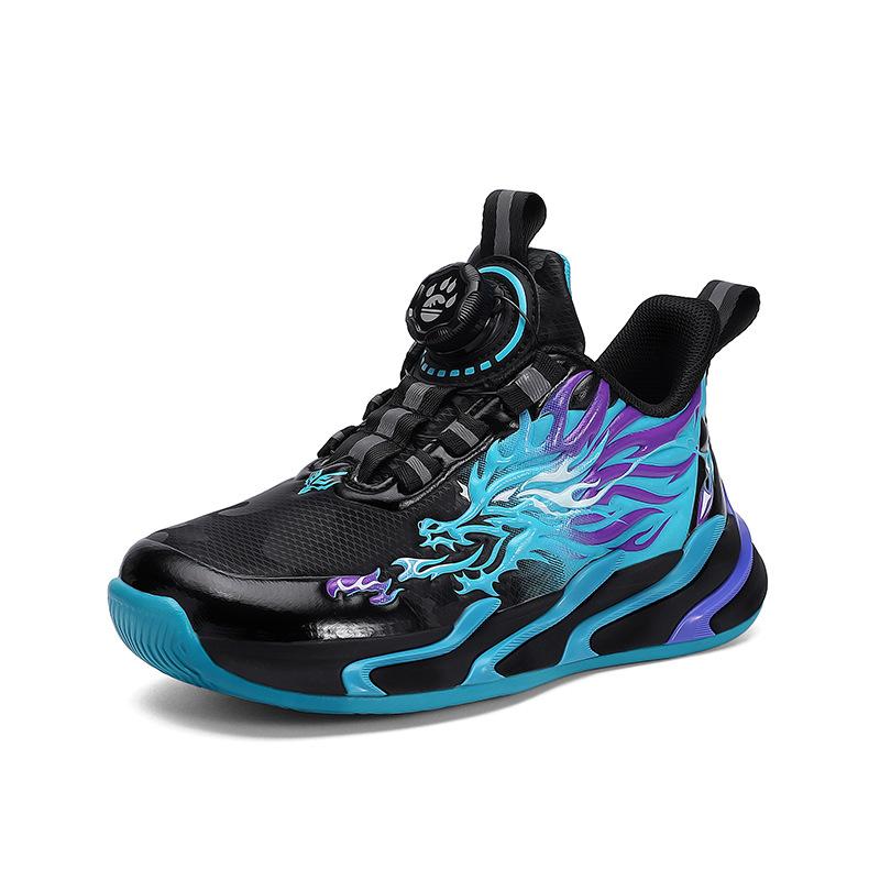 337 Students Children's Running Shoes Rotating Buckle Low-top Leather Fashion Sports Shoes Casual Jogging Shoes Boys Tide