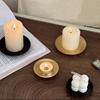 Black Pillar Metal Plate Round Festival Candlestick Holder Simple Iron Candle Holder  Wedding Party