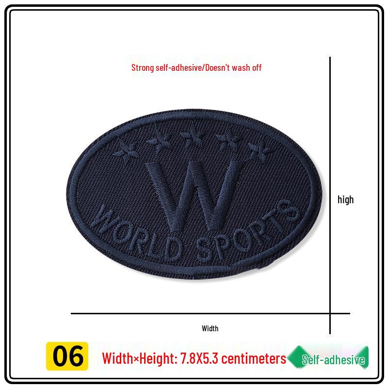 Self-Adhesive Oval Patch with English Letter Embroidery for Jacket and Clothing Repair or Decoration