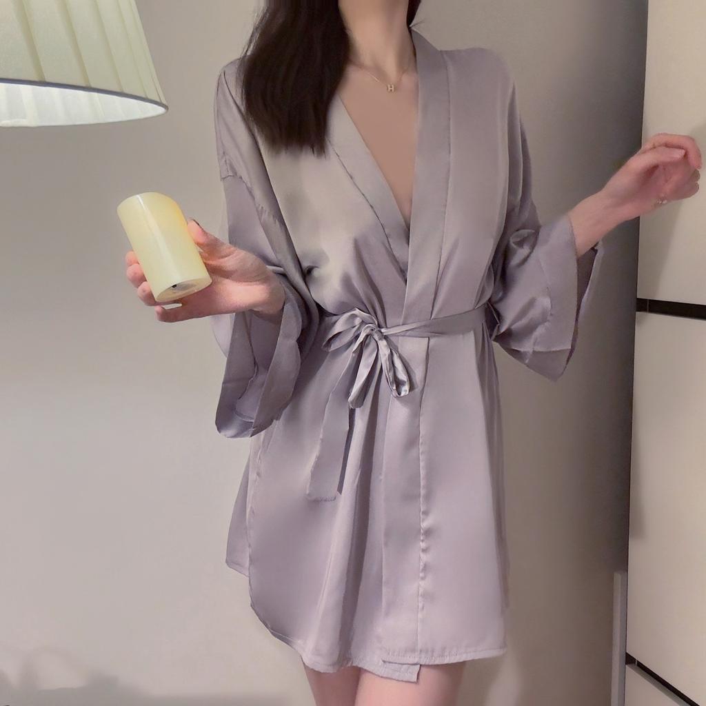 Underwear Bridal Morning Robe Sexy Backless Temptation Ice Silk Comfortable Simple Robe Home Set Support