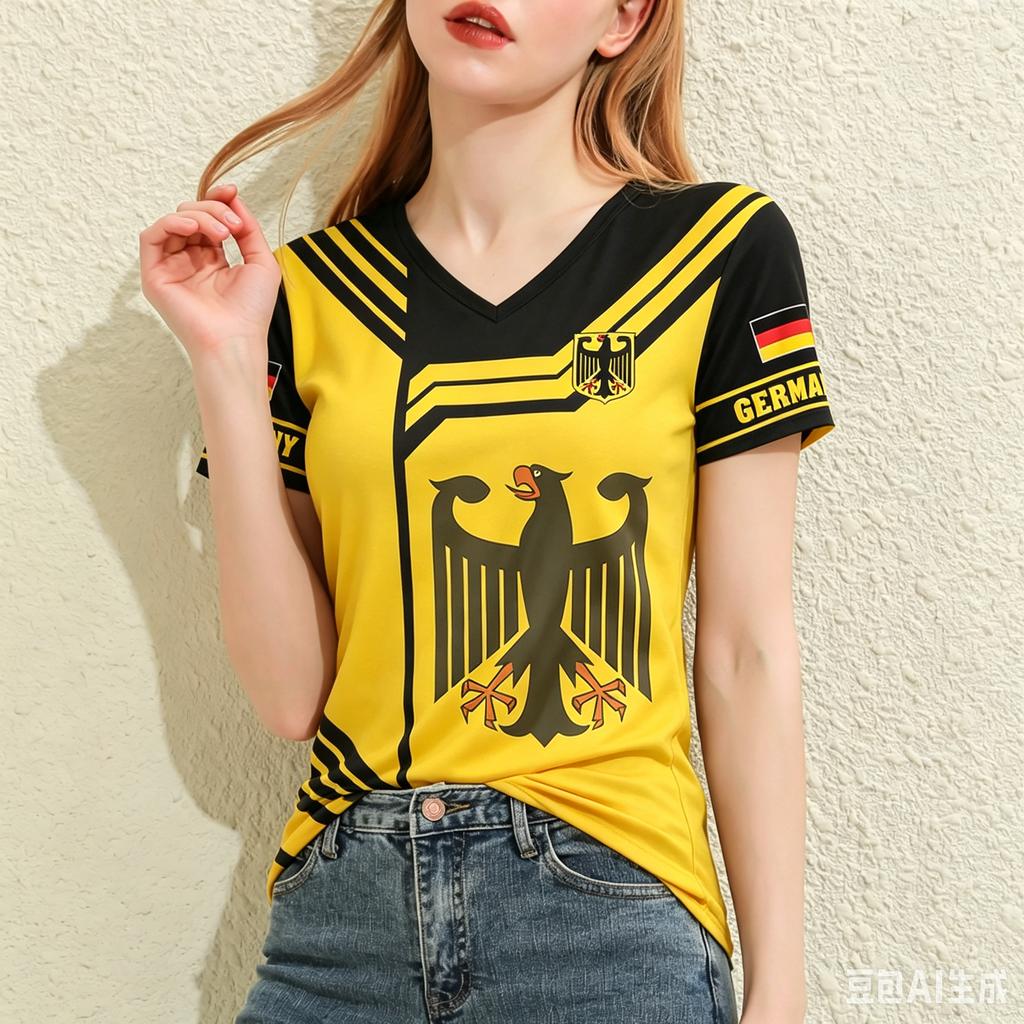 Germany National Flag 3D Print Women's T-Shirts Fashion V-neck Short Sleeve Tees Casual Loose Street Tops Summer Female Clothing