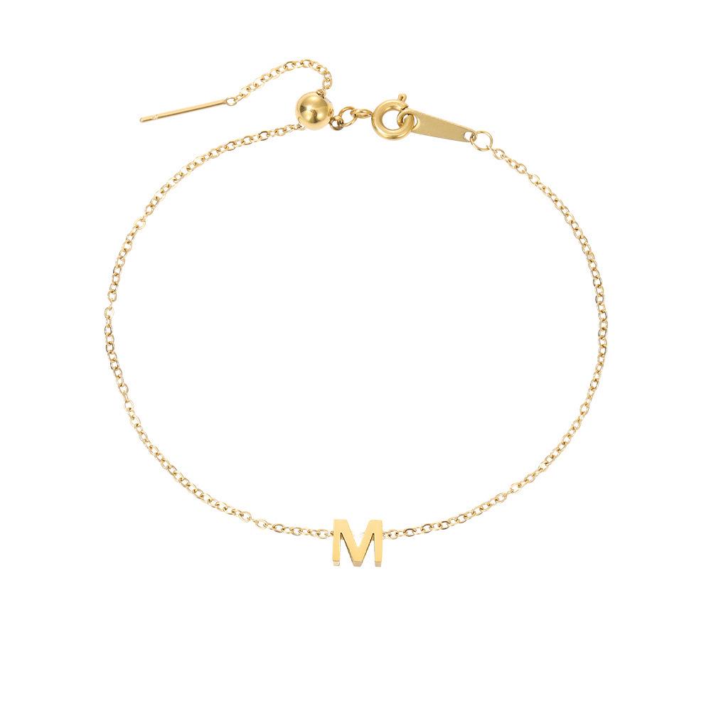 Gold-Plated Titanium Steel DIY Name Bracelet for Women – Versatile, Elegant Gift Jewelry