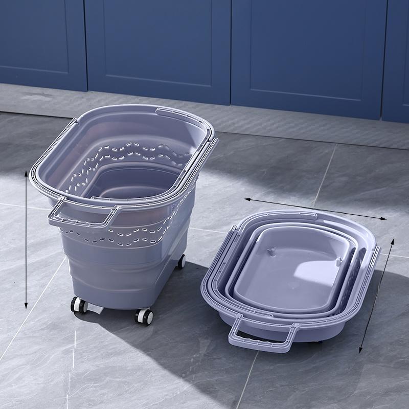 Thickened Plastic Shopping Basket with Wheels Handheld KTV Basket Convenience Store Caddy Vegetable Basket Pull Rod Basket