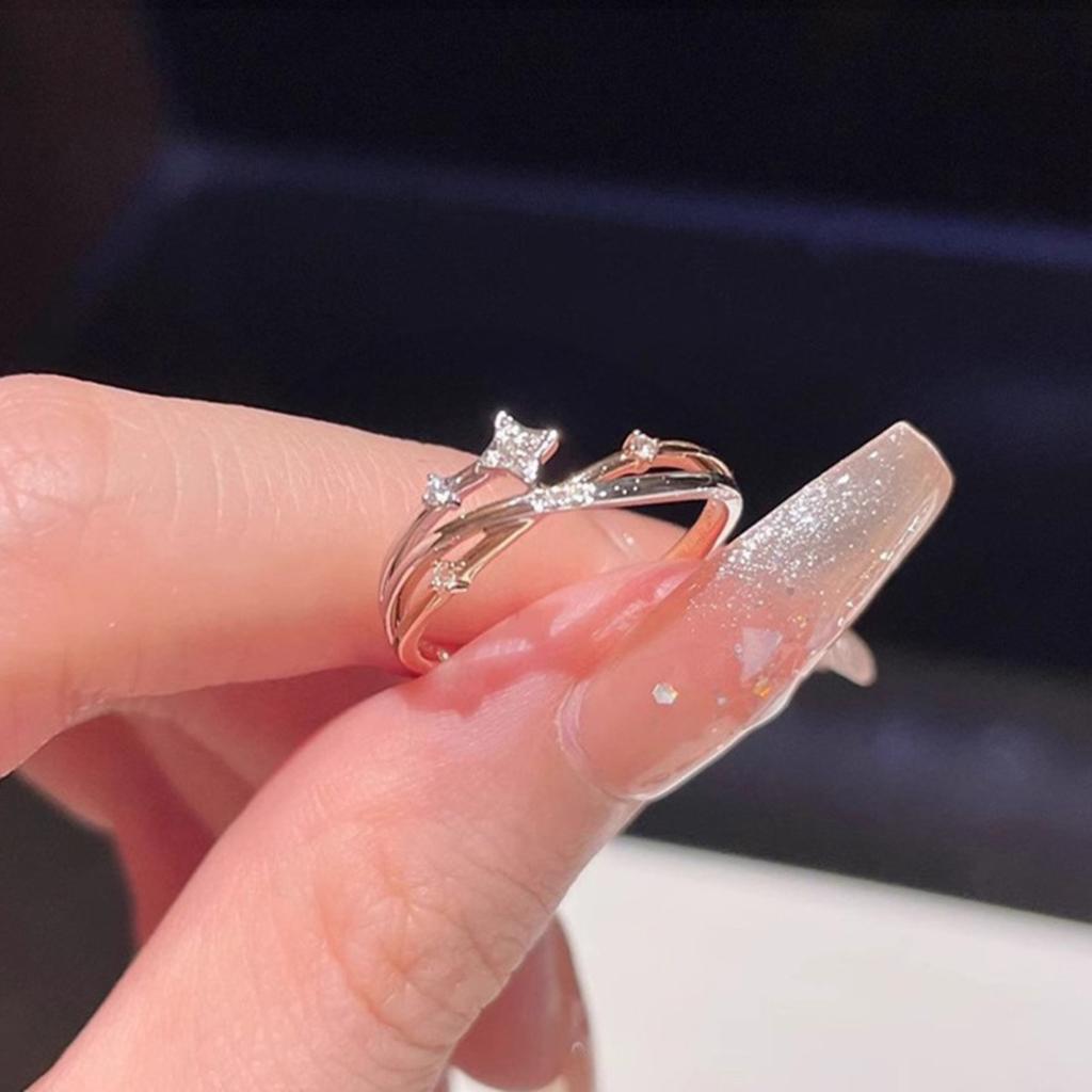 Adjustable Meteor Zircon Rings, Stainless Steel Cute Jewelry for Women, Comfort Fit Daily Wear Best Friend Gift Idea