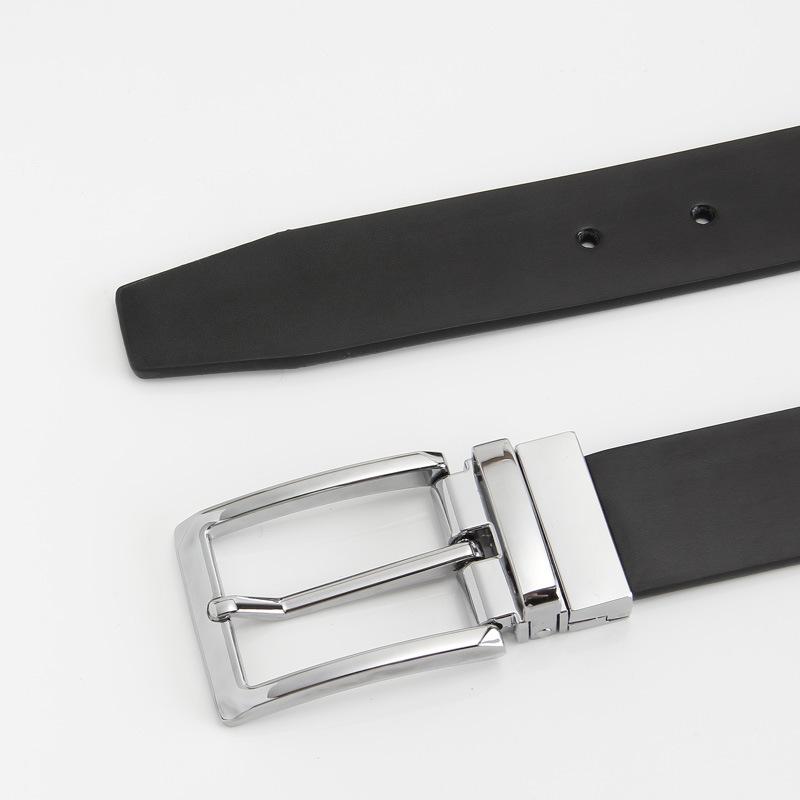 

Двухслойный кожаный ремень с пряжкой-штифтом, двухсторонний из натуральной кожи, повседневный и модный ремень, вращающаяся пряжка для мужчин 110-130cm