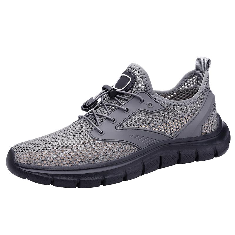 

Fashion 2025 Outdoor Knit Mesh Shoes 38-46 Men s Quick-Dry Hiking Sneakers Breathable Trail Running Shoes with Non-Slip TPU Outsole 38 серый