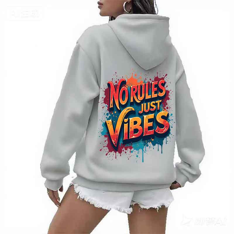 Colorful Letter Print Women'S Hoodie Spring Autumn Street Casual Fashion Shoulder Sleeves Top Versatile Trend Y2K Clothing