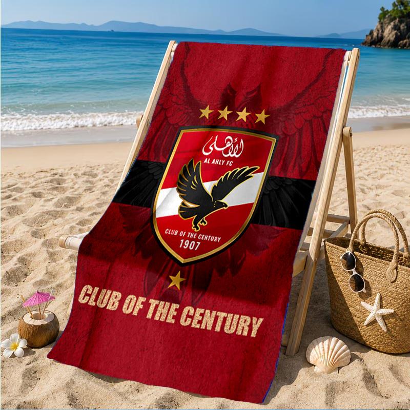 Ahly Football club Printed Microfiber Beach Towel, Soft And Absorbent, Quick-Dry, Ideal for Summer Travel, Beach Essential, Swimming Pool