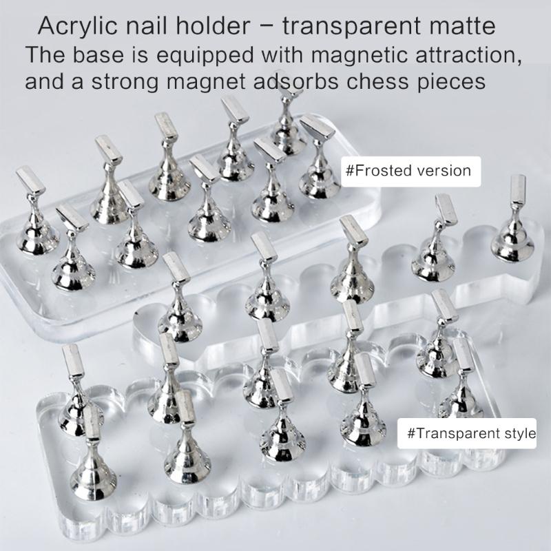 Durable Acrylic Nail Art Practice Stand Magnetic Fingernail Display Holder for False Nails