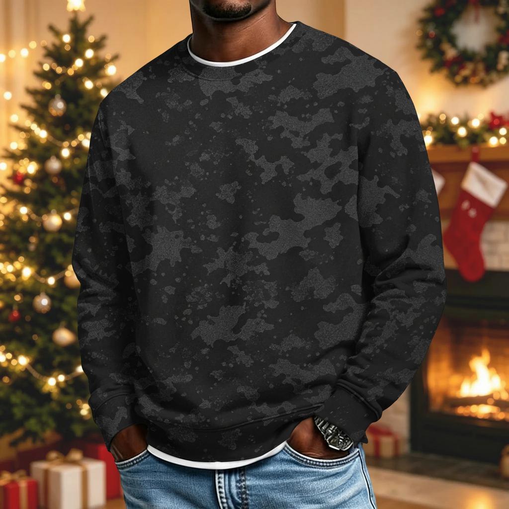 Men's Loose Fit Casual Collared Long Sleeve Shirt, Camouflage Print Outdoor Top