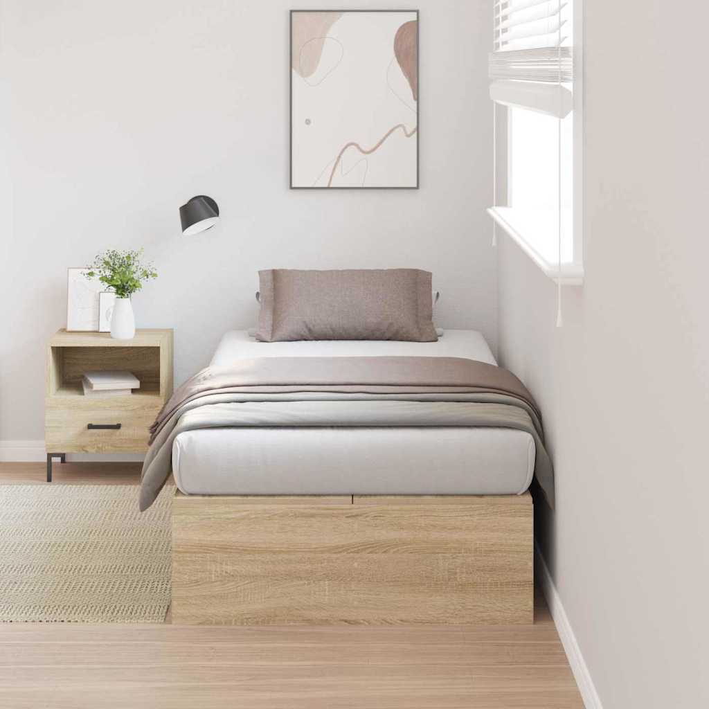 Storage Bed Frame Sonoma Oak 90 x 200 cm Particleboard