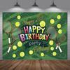 Stendardo di Compleanno Tennis, Sfondo in Poliestere con Design Racchetta e Palla per Decorazione Parete Casa