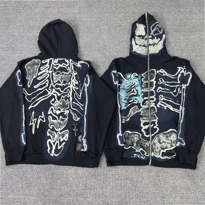 Travis Scott X Hiroshi Fujiwara Skull Graphic Hooded Oversized Sweatshirt Men Women