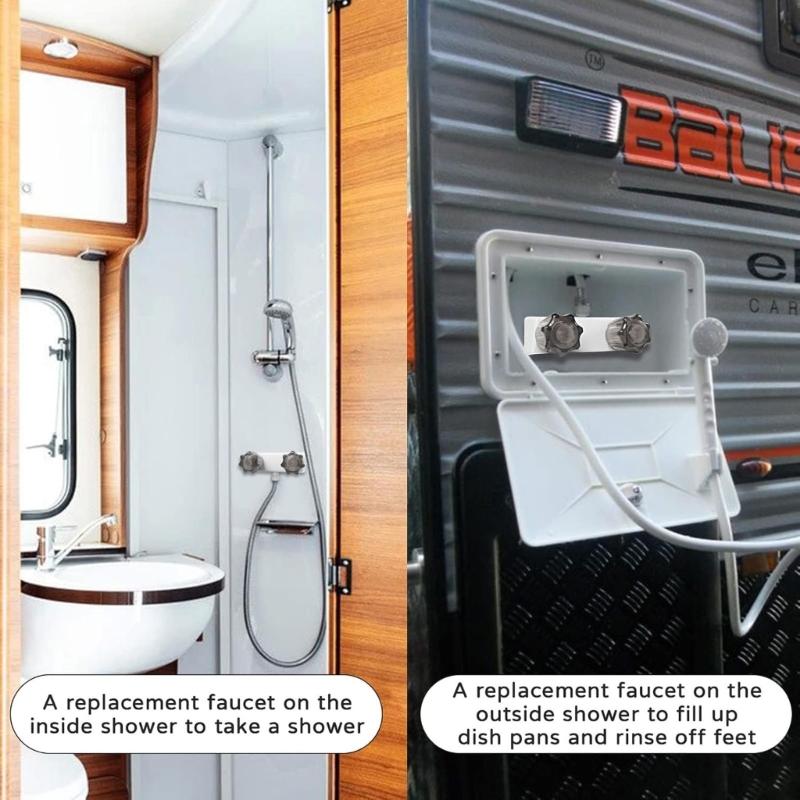 4 Inch Center Spread Shower Valves Replacement Quick Connection Installation ABS Material For Motorhome Boat Recreational Vehicles