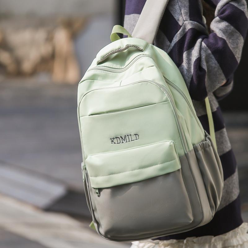 Student Skolväska Kvinna Colorblock Stor kapacitet Datorryggsäck Man Gymnasieryggsäck