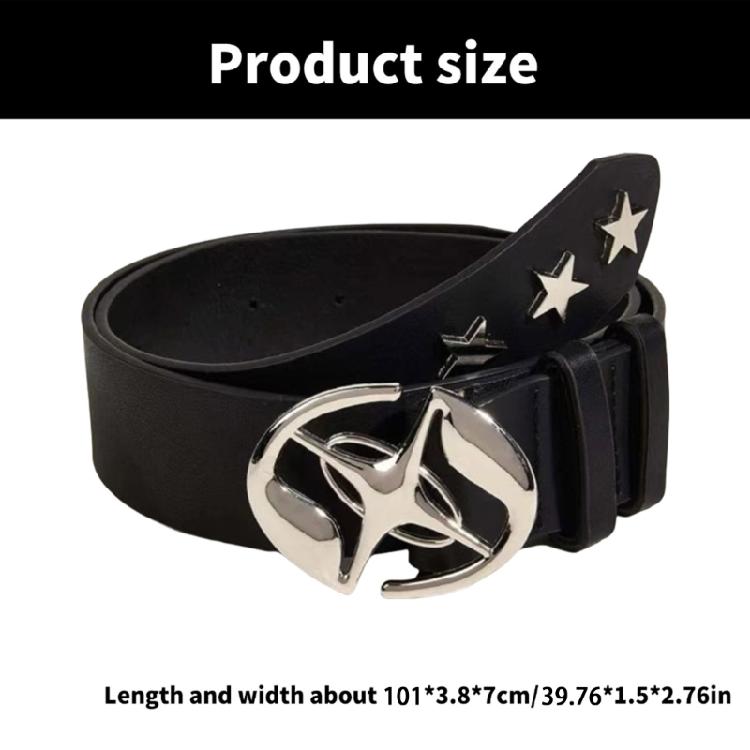 Vintage PU Belt for Women Star Buckle Belt 2000s Waistband Aesthetic Waist Belt for Teens Girl Jeans Shorts Dress Belt