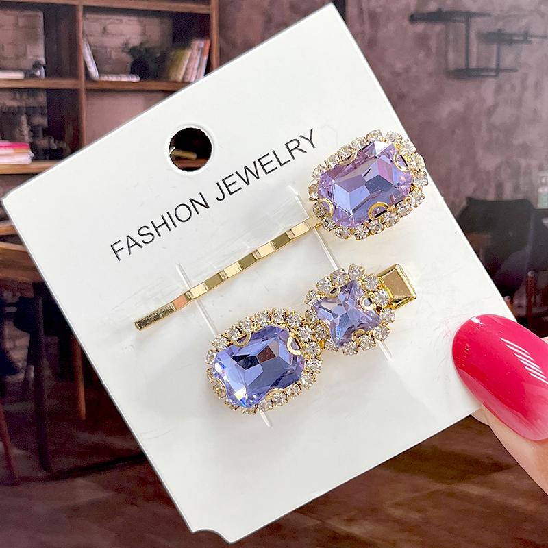 Fashion Shiny Luxury Full Crystal Pearl Women Barrettes Waterdrop Hair Clip Hairgrips Geometric Hair Accessories Korean Headwear