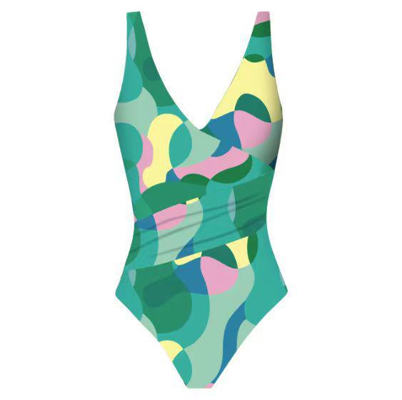 Europäischer Print-Bikini 2025 mit Sonnenschutz-Gaze-Rock - Resort-Bademode