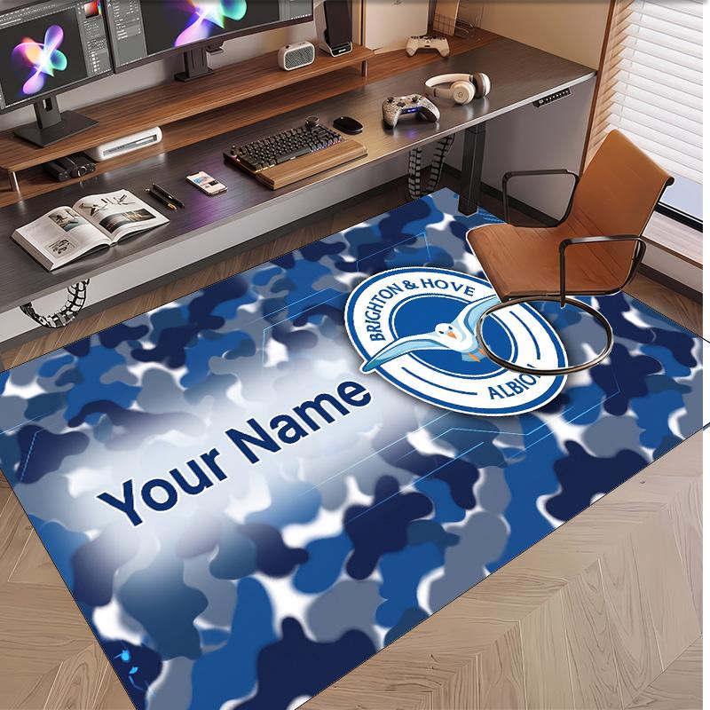 Personalized Crystal Velvet Carpet Brighton & Hove Albion Football Pattern Non Slip Floor Rug