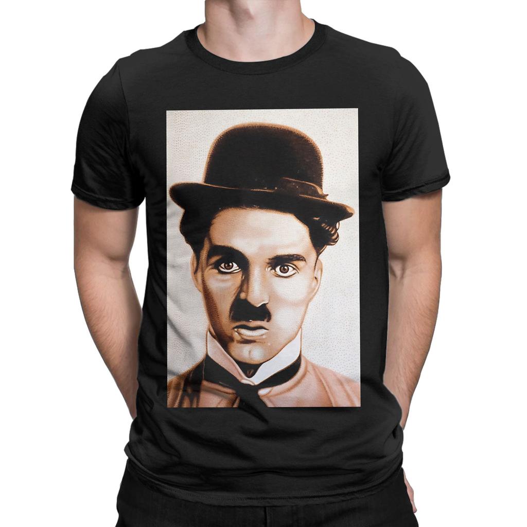 Charlie Chaplin Il Più Rumoroso dell'Epoca del Muto Grafica Classica Maglietta 100% Cotone Top T-shirt Per