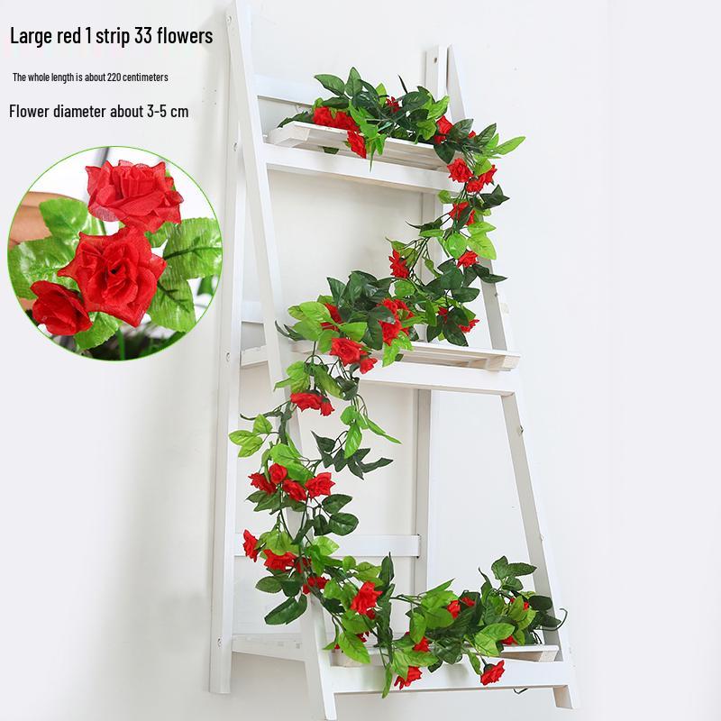 Artificial Rose Vine for Air Conditioning Pipe and Staircase Decoration