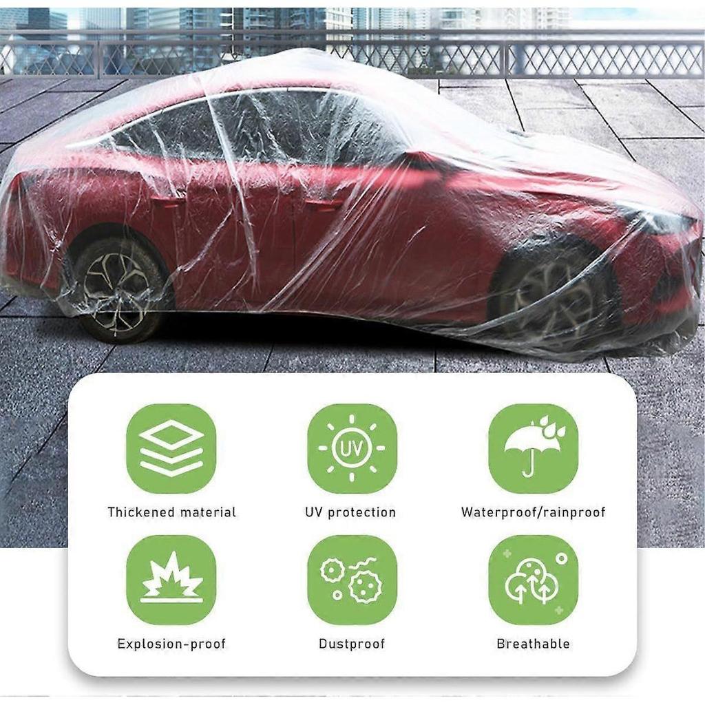 2025 Latest Model 2 PCS Disposable Car Cover, 15.8' 24.6' Waterproof Dustproof Clear Ca