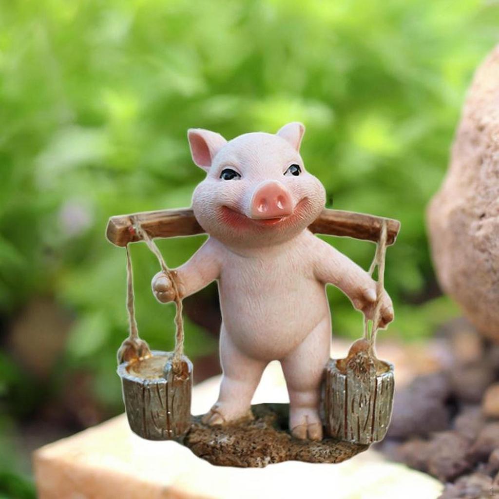 Figurina di Maiale Fatta a Mano per Decorazione da Giardino Esterno