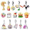 Delicious Food Copper Pizza Cake Bread Burger Donut French Fries Ice Cream Fit Diy Bracelet Necklace Handmade Gifts