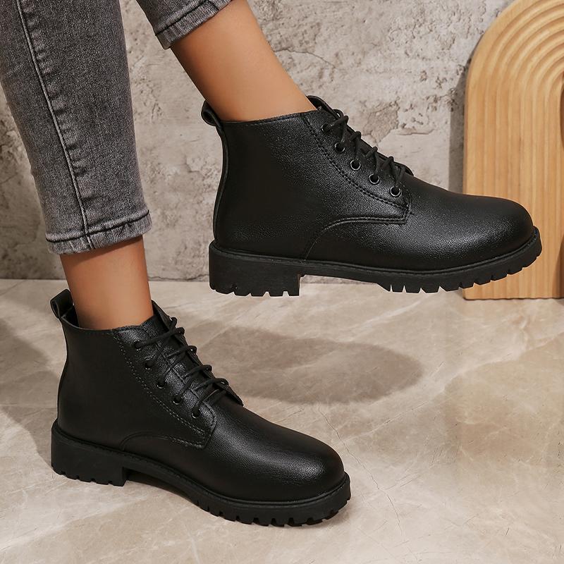 

Зимние женские ботильоны Кожаные балетки Дизайнерские ботинки на шнуровке Тренд 2024 Новый бренд Классические мотоботы Готические Botas De Mujer 42 чёрный