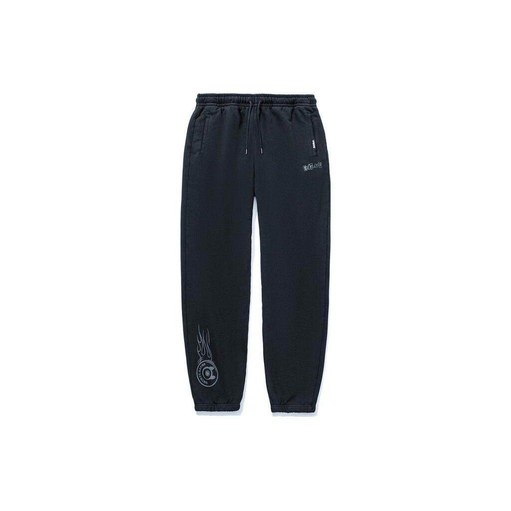 Li Ning X OG Slick Collaboration Letter Pattern Printed Cuffed Knit Sports Pants Men Pants Black AKLT689-3