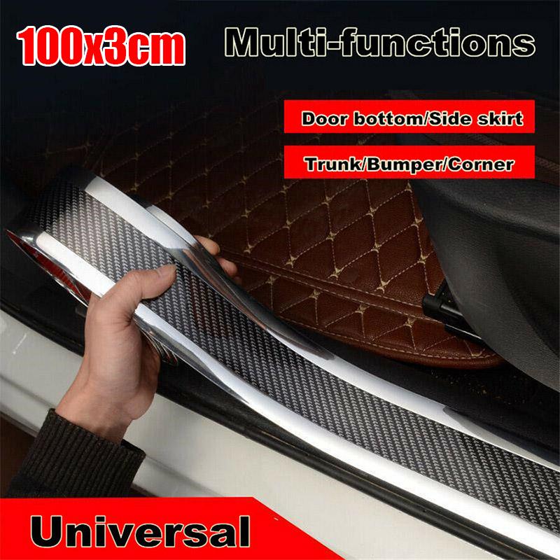 Car Carbon Fiber Silver Edge Guard Strip Door Sill Protector Accessories 7cm*1m