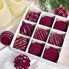 12Pcs Velvet Christmas Balls Decorative Plastic Ornaments Holiday Tree Decoration for Christmas Weddings Parties