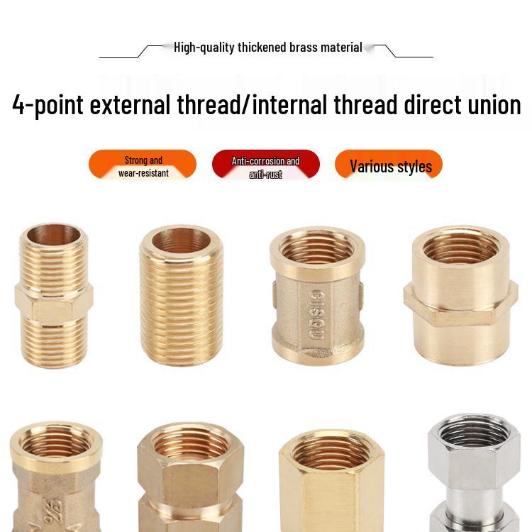 4-Point Dual Male Thread Antique Copper Pipe Extension Connector with Double Female Connection.