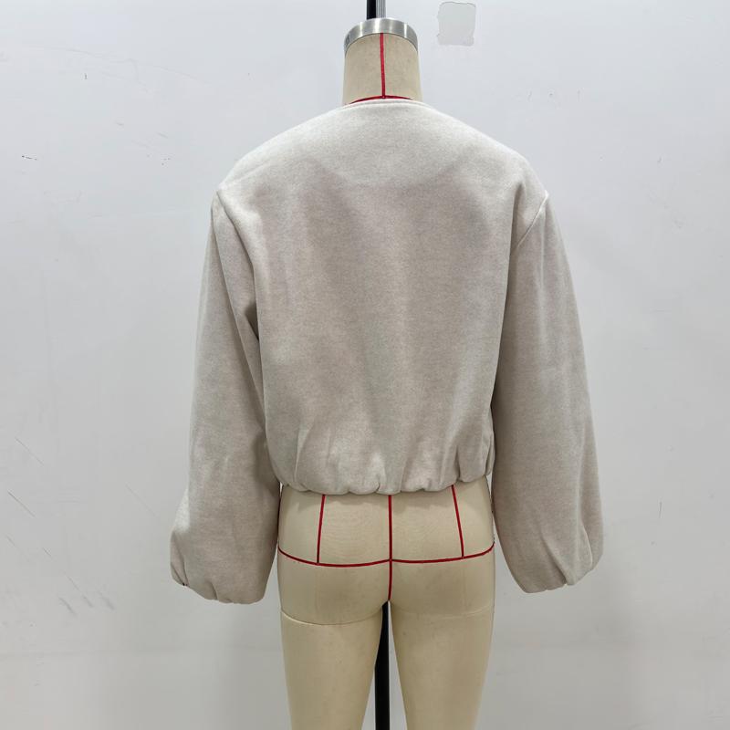 Fleece Bomber Jackets for Women Soft Zipper Woman's Sports Jacket Long Sleeve Cropped Jacket Women Coats Outerwears