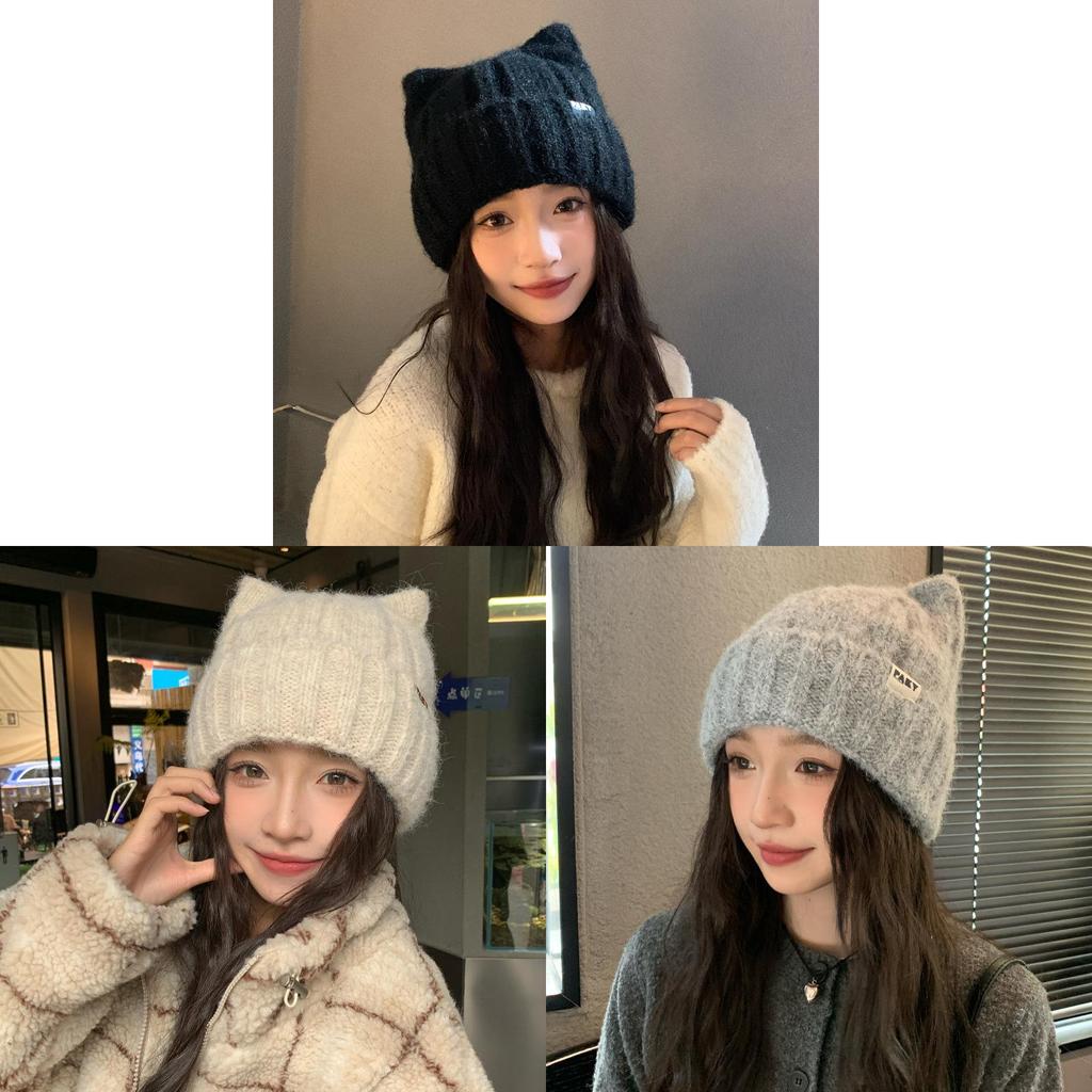 Knit Beanie Hat For Women Winter Warmth With Cute Bear Design For Casual Wear