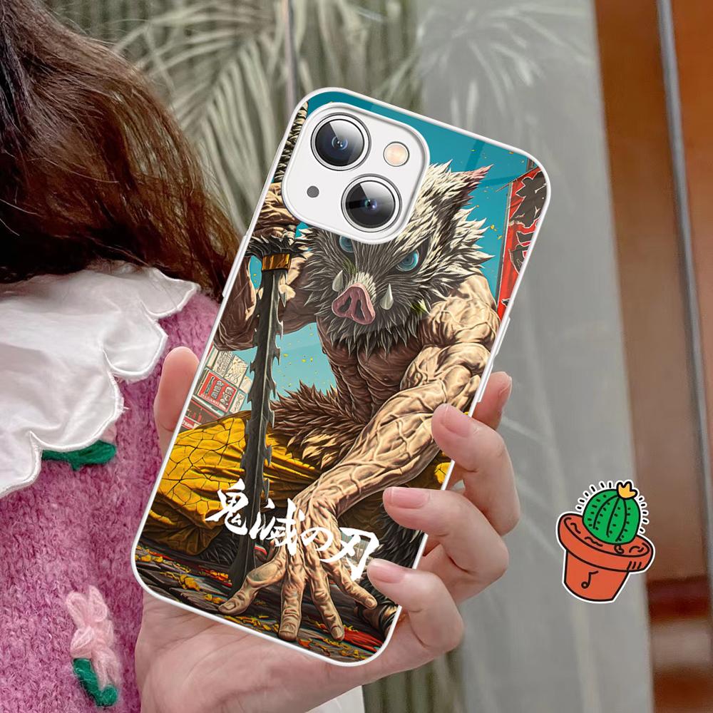 Demon Slayer Phone Case Tempered Glass For Iphone 14 13 12 11 Pro Mini XS MAX 14Plus X XS XR Fundas