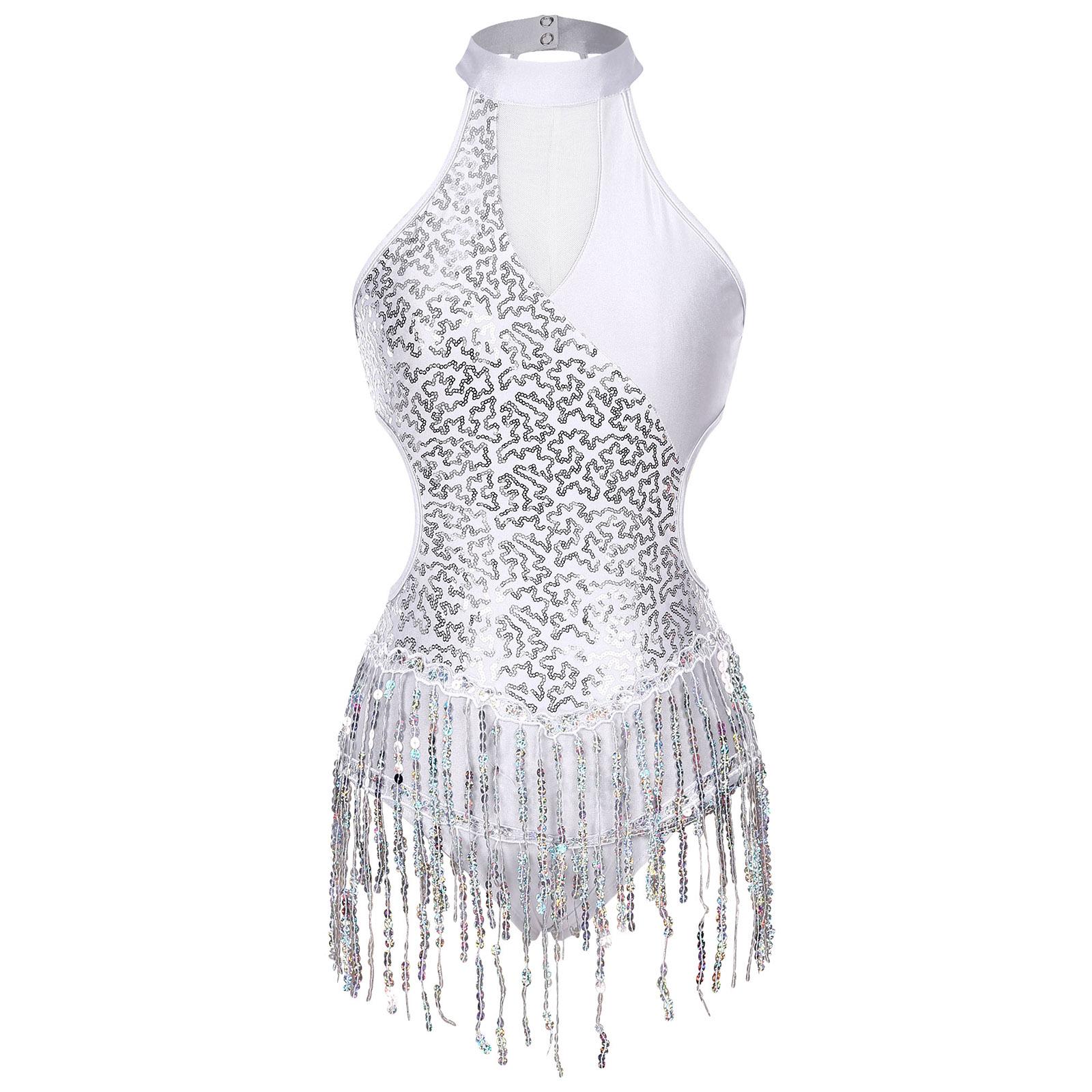 Samba Tango Latin Dance Jumpsuit Women Fringed Tassel Latindance Costume Fashion Shiny Sequins Latin Dancing Leotard Dresses S