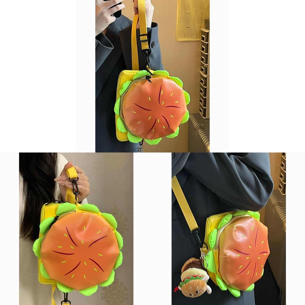 Burger Shape Pu Mini Crossbody Bag With Zipper For Casual Daily Use