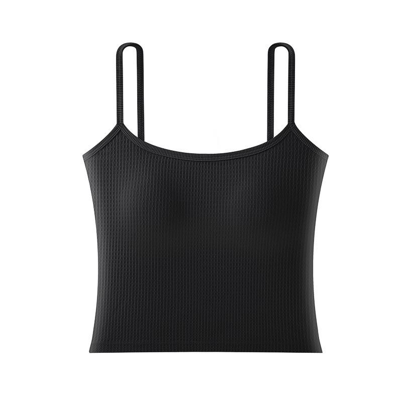 

Women s Sexy Slim Ribbed Bandage Camisole: Fixed Cups, Machine Washable, U-Shaped Back One Size (recommended 80-140 jin) чорний