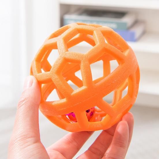 Pet Toy Hollow Ball Shape Built-in Bell Pet Toy Bite-Resistant Soft TPR Material Interactive Dog Toy Boredom Relief Dog Toy